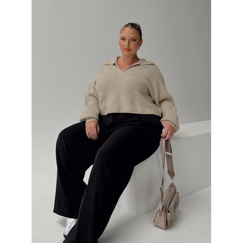 Tiara Cropped Sweater Beige Curve