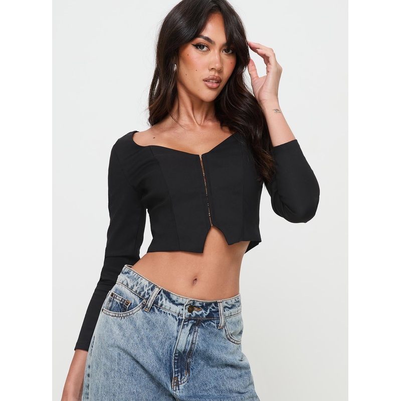 Time Is Up Long Sleeve Top Black