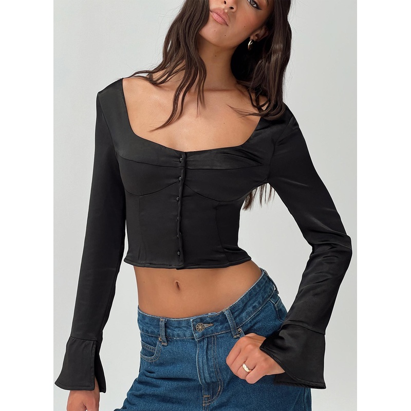 Watch Me Long Sleeve Top Black