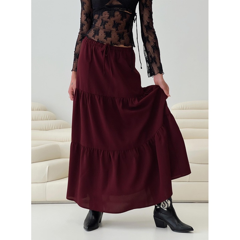 Whole Again Maxi Skirt Burgundy