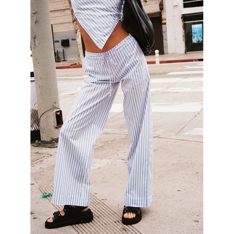 Collied Low Rise Pants Blue / White Stripe