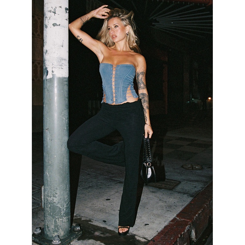Ruffled Up Flare Pants Black