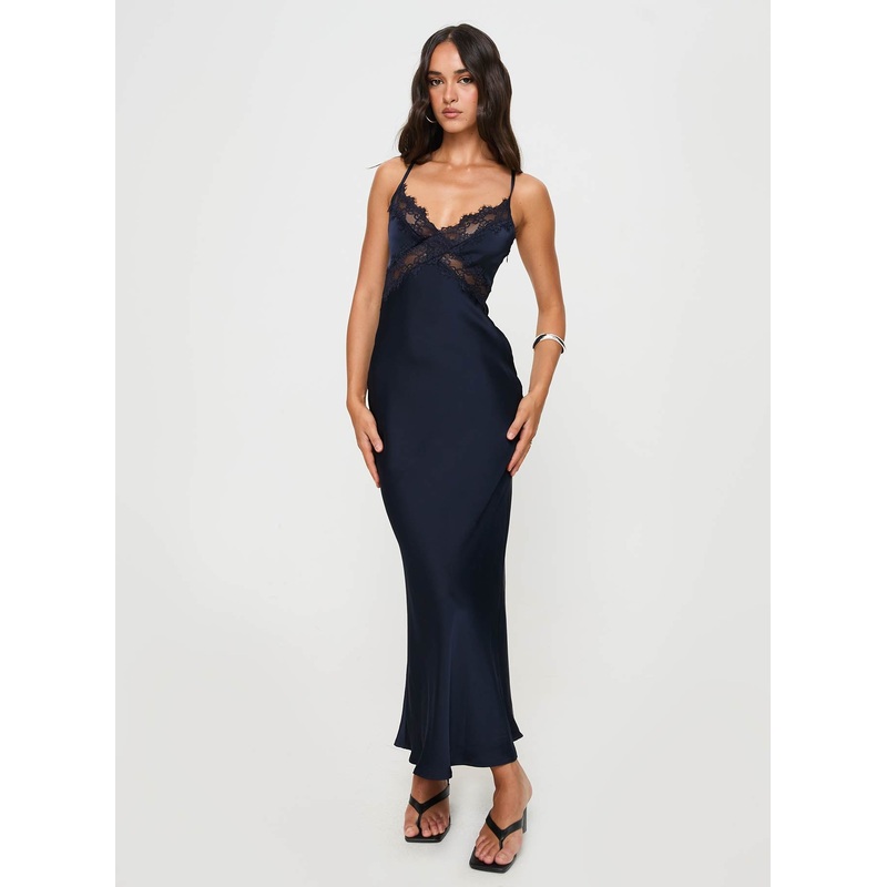 Treasure Bias Cut Maxi Dress Navy