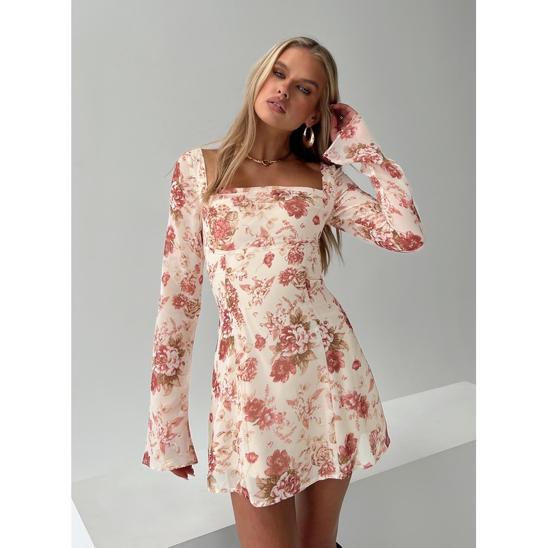 Valentin Long Sleeve Mini Dress Floral