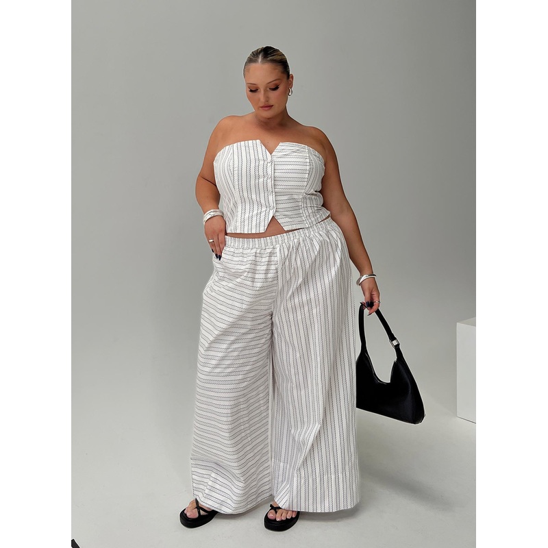 Boarder Pants White Stripe Curve