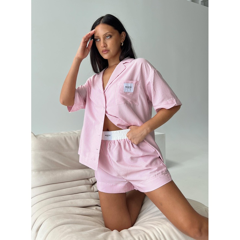 Early Riser Sleep Shirt Pink Stripe