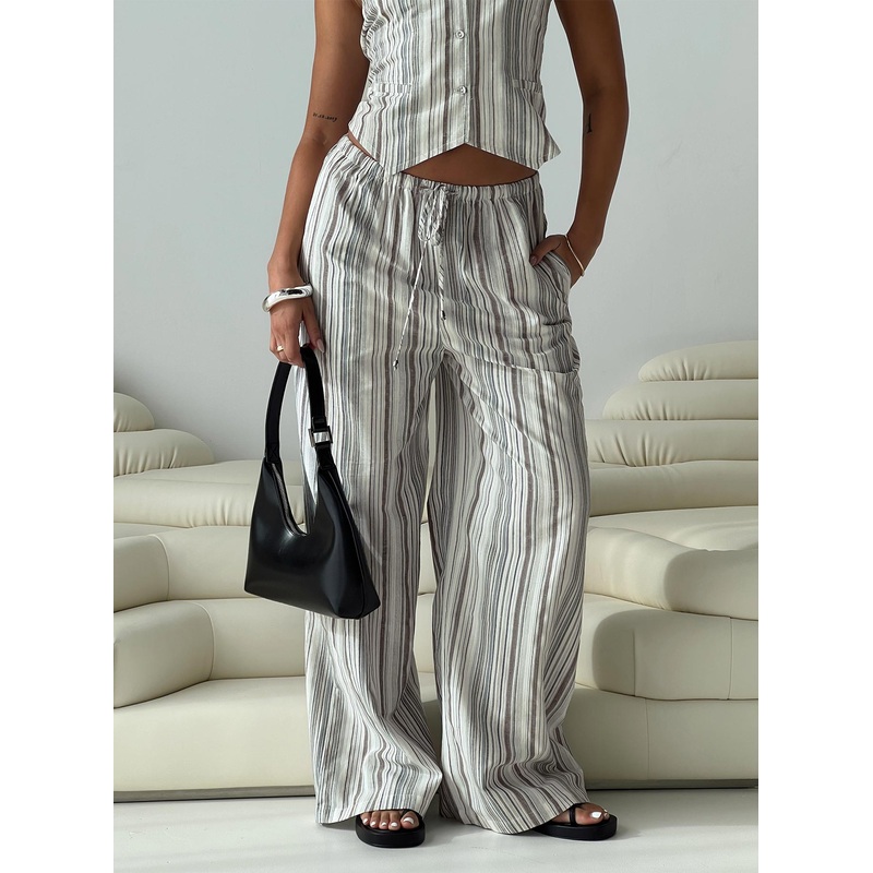 Flutters Pants White / Blue Stripe