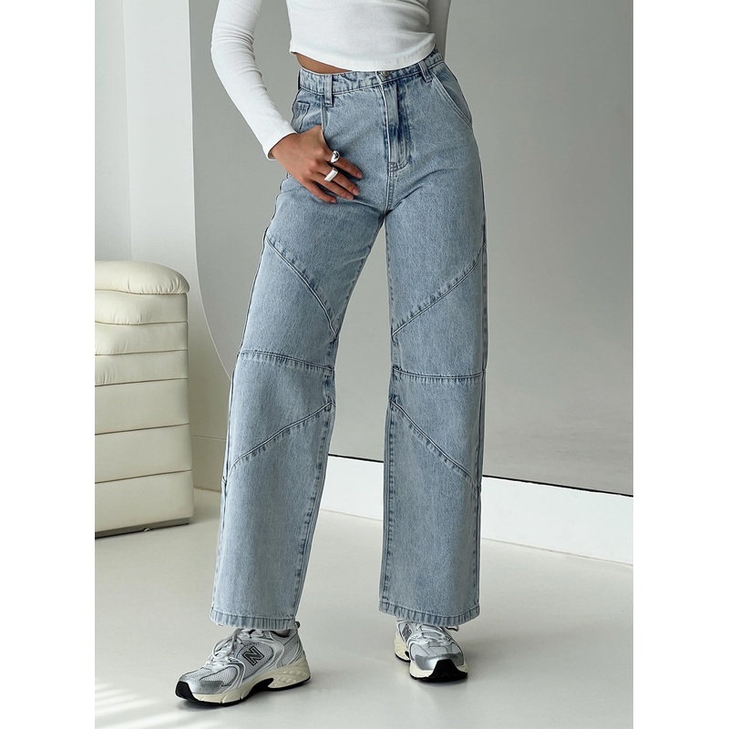Frenta Moto High Waisted Jeans Angel Blue