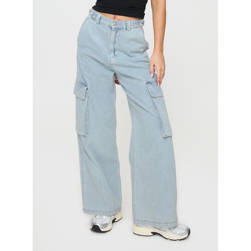 Handler Cargo Jeans Light Wash Denim