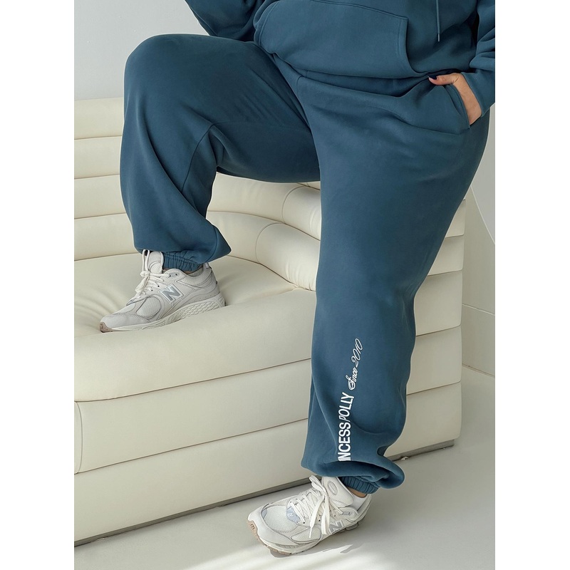 Princess Polly Track Pants Block / Cursive Text Slate Curve