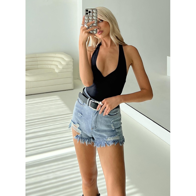 Ridge Denim Shorts Mid Wash