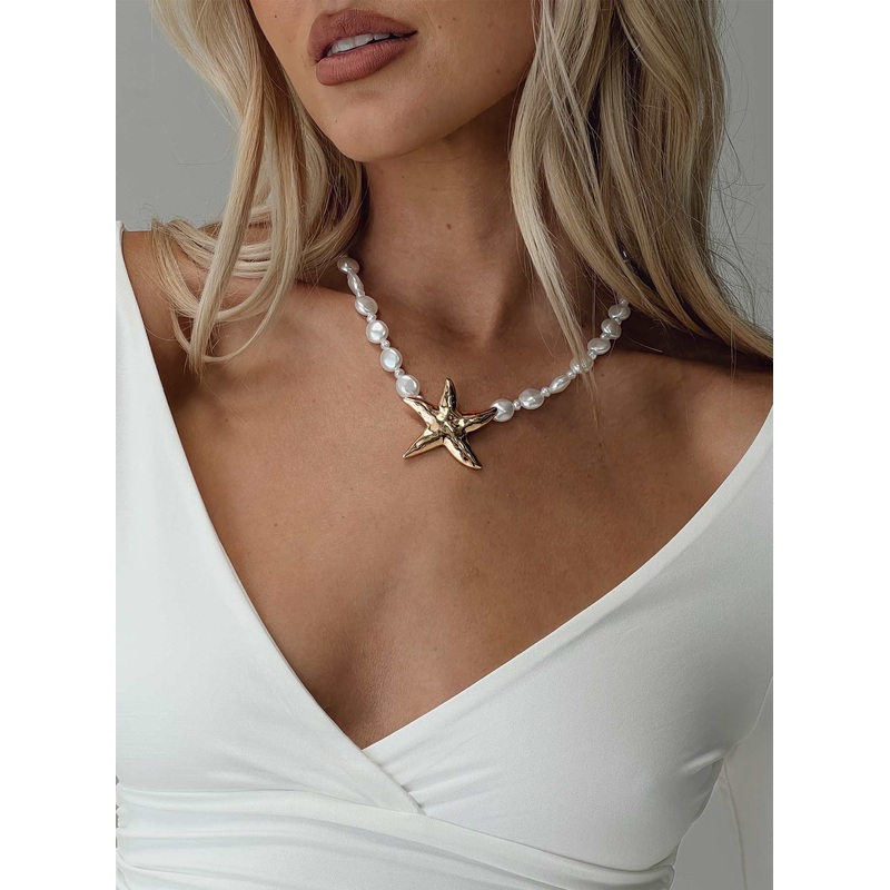 Sea Life Pearl Necklace Gold