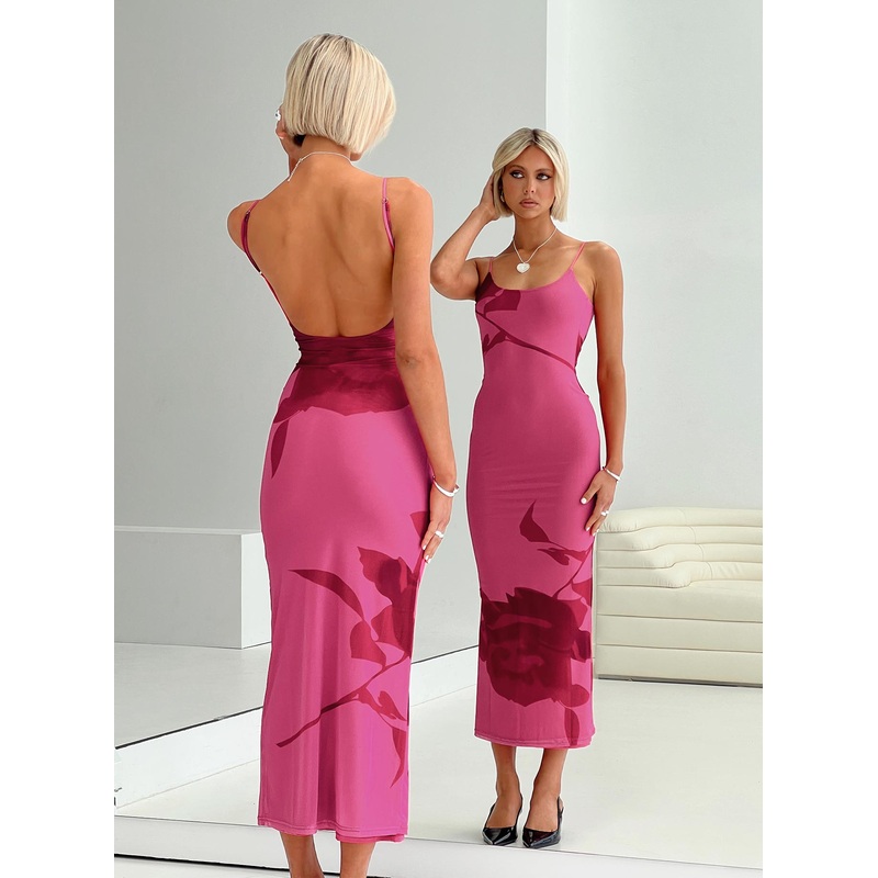 Knox Maxi Dress Hot Pink Floral