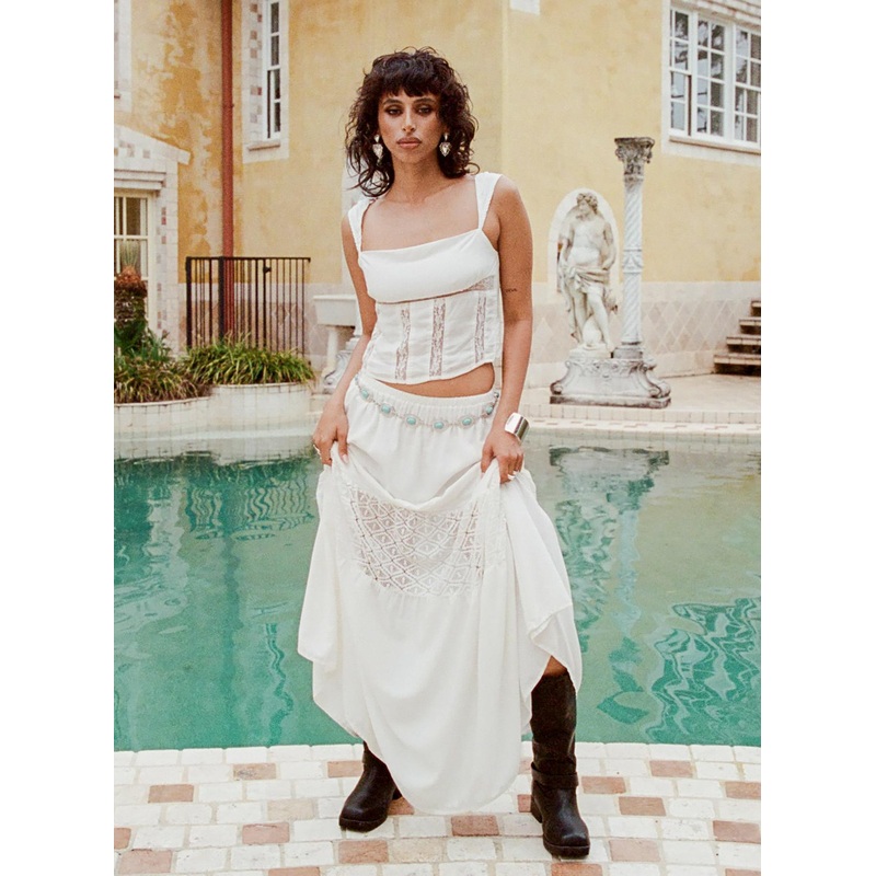 Reiser Lace Maxi Skirt White