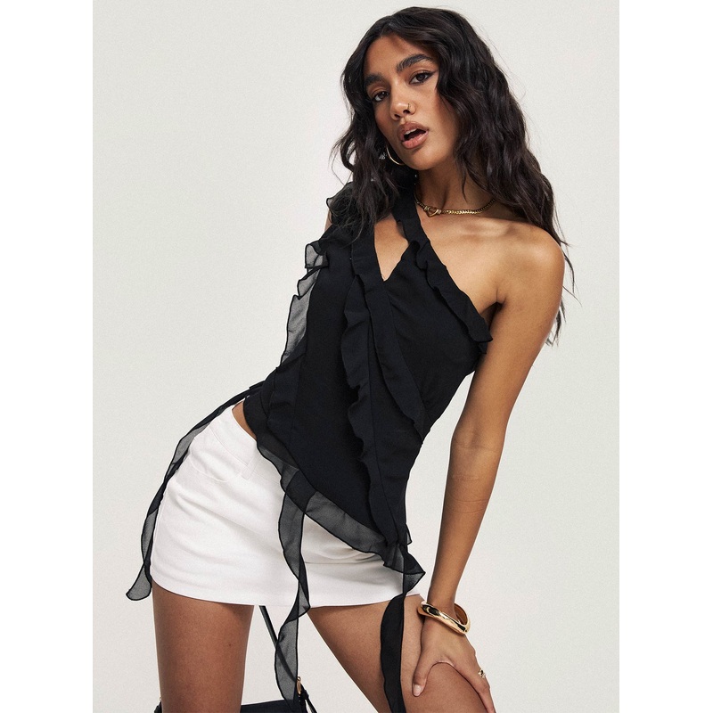 Timmie One Shoulder Top Black
