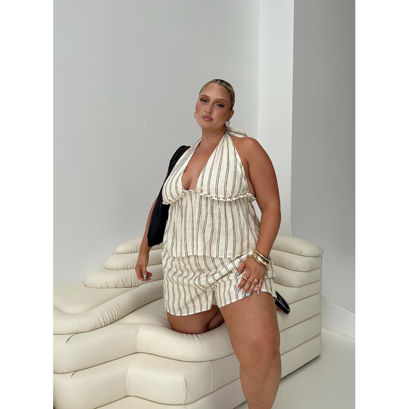 Ease Linen Blend Set Cream / Black Curve