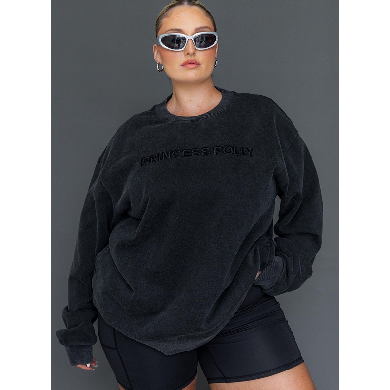 Fearlessness Activewear Crew Neck Sweatshirt Black Curve