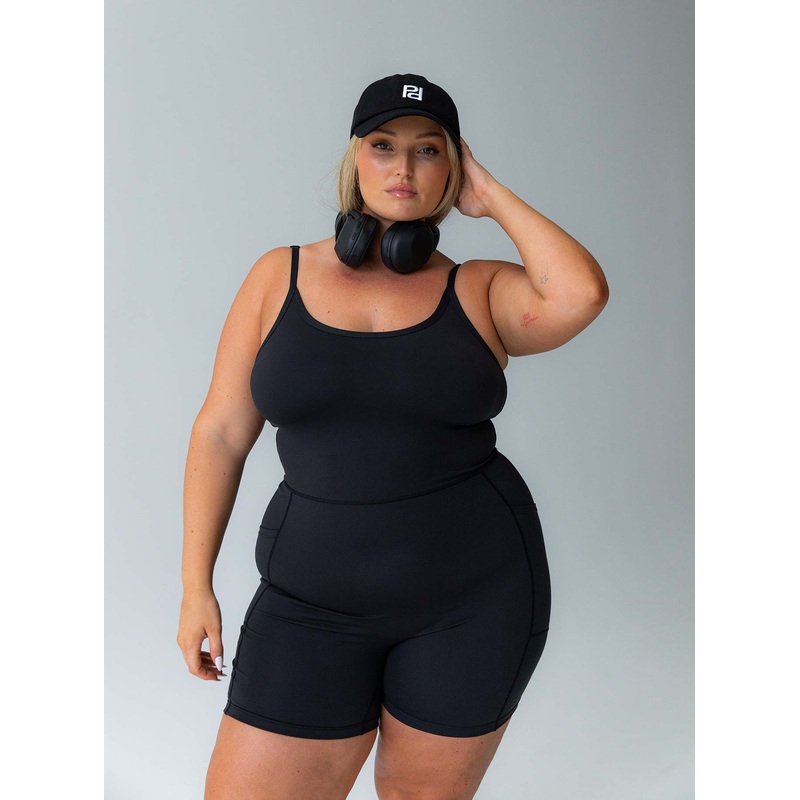 Feel Good Contour Activewear Catsuit Black Curve