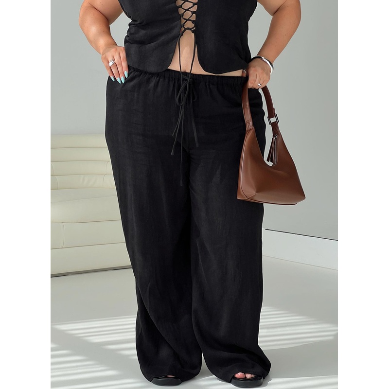 Felipe Linen Blend Pants Black Curve