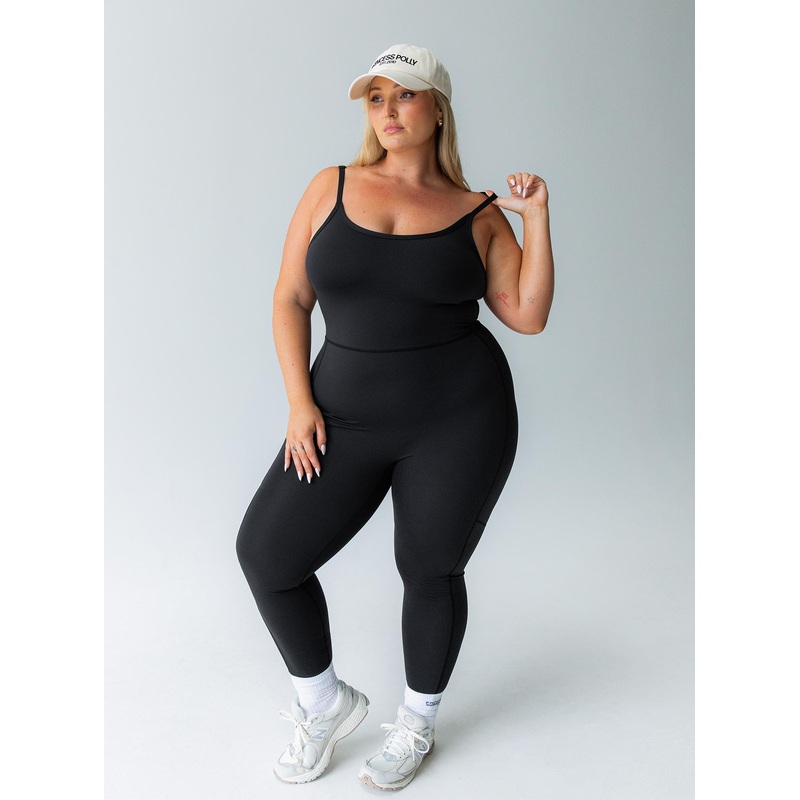 Go Getter Activewear Jumpsuit Black Curve