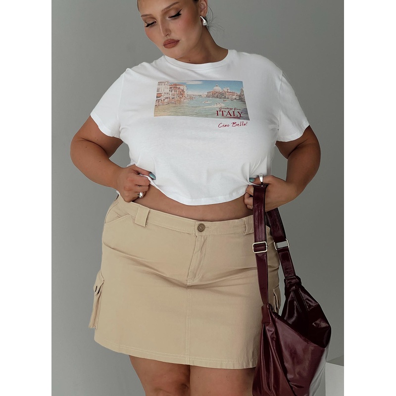 Lydie Cargo Mini Skirt Beige Curve