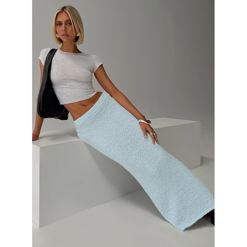 Ponce Boucle Maxi Skirt Light Blue