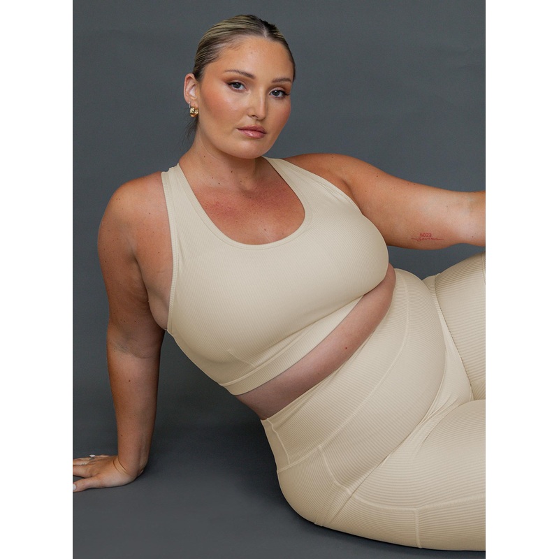 Turbo Activewear Rib Top Latte Curve