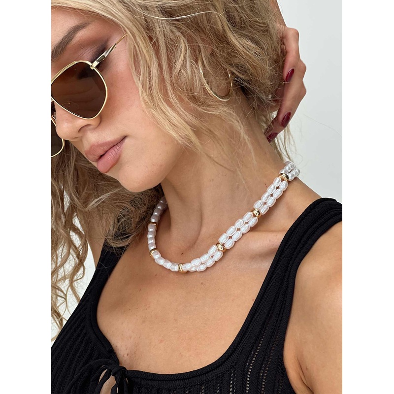 Zayden Double Layered Pearl Necklace Gold
