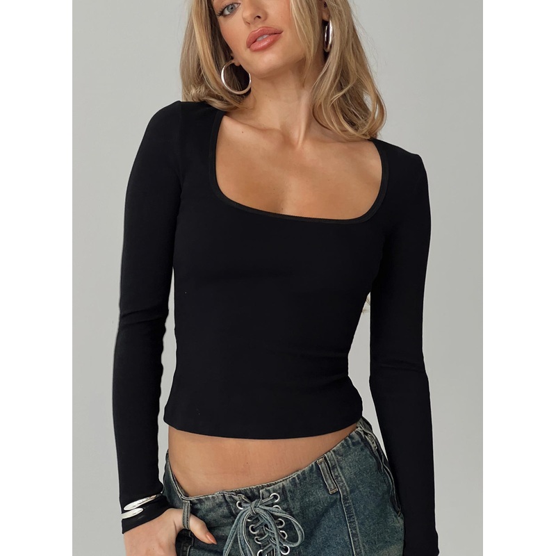Baseline Rib Long Sleeve Top Black