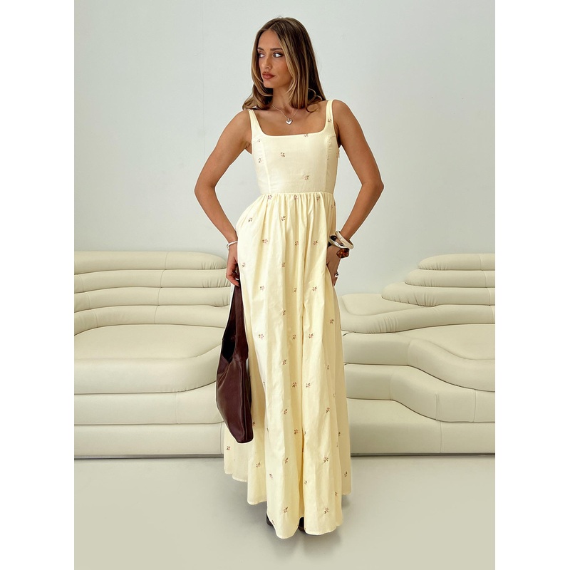 Cartmel Embroidered Maxi Dress Cream