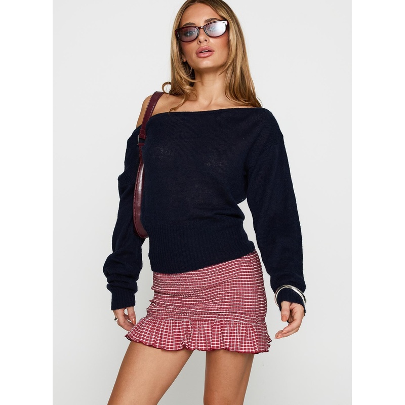Growing Up Frill Detail Mini Skirt Red Check