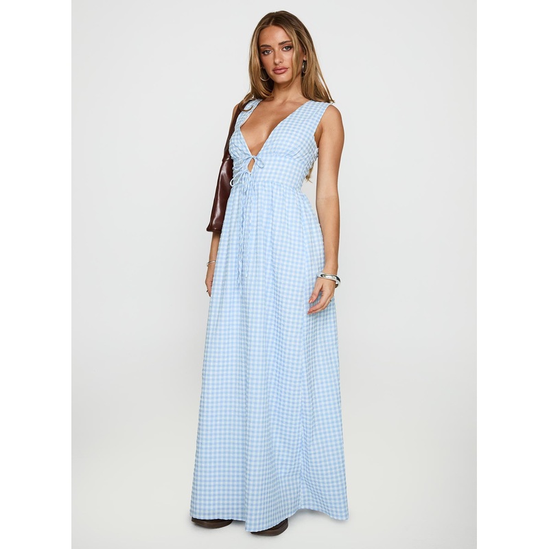 Pokey Maxi Dress Blue Check