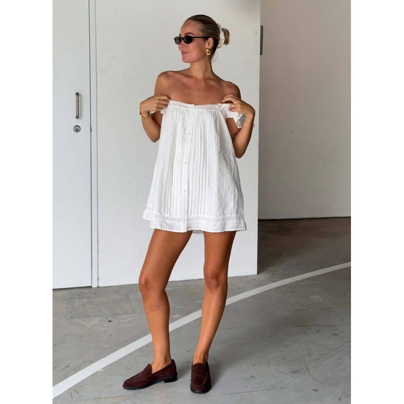 Summerland Broiderie Mini Dress White