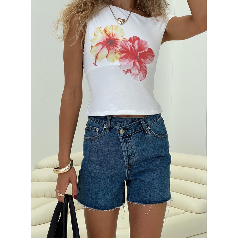 Xena Denim Shorts Mid Blue Wash