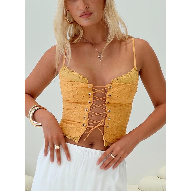 Amitri Lace Up Top Orange