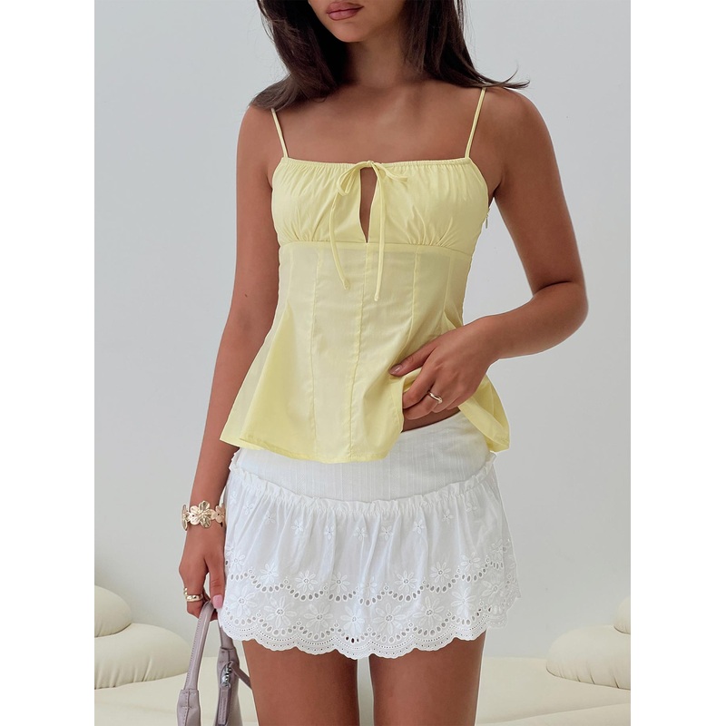 Babies Breath Embroidered Mini Skirt White