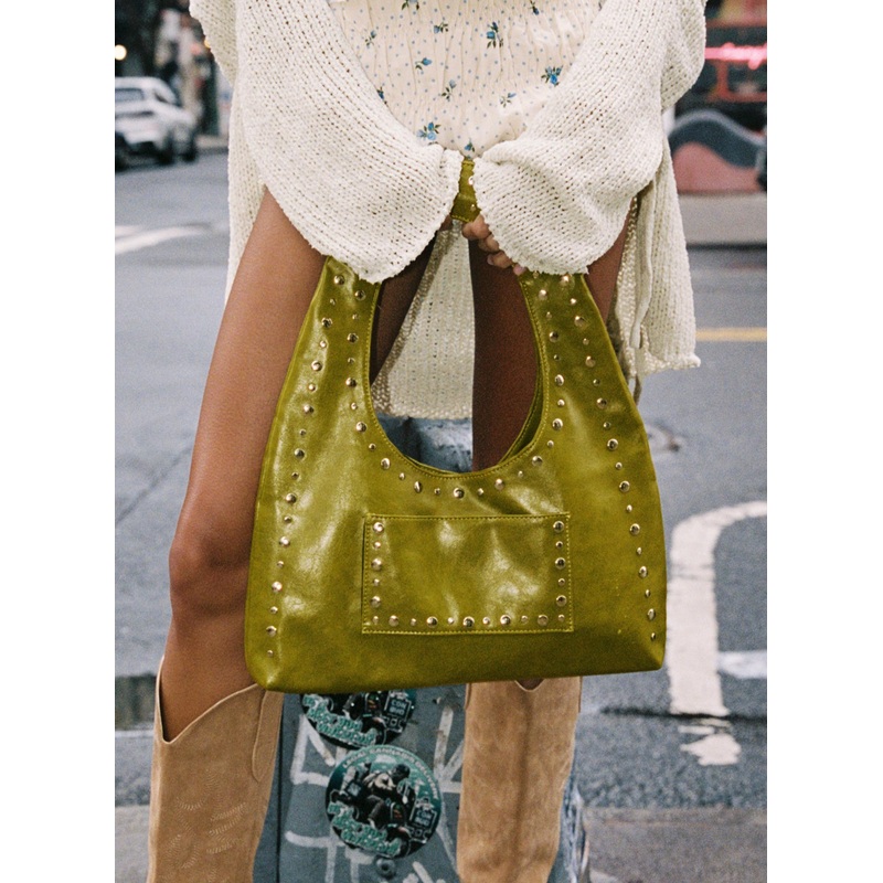 Bankes Studded Shoulder Bag Green