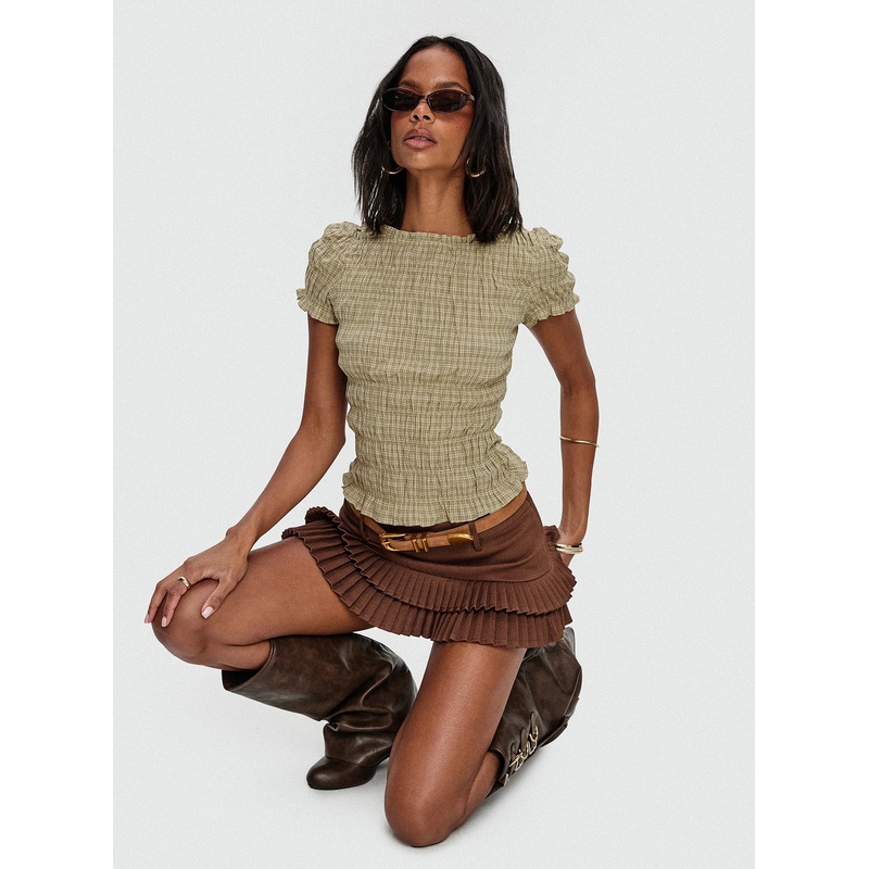 Deei Double Ruffle Mini Skort Chocolate
