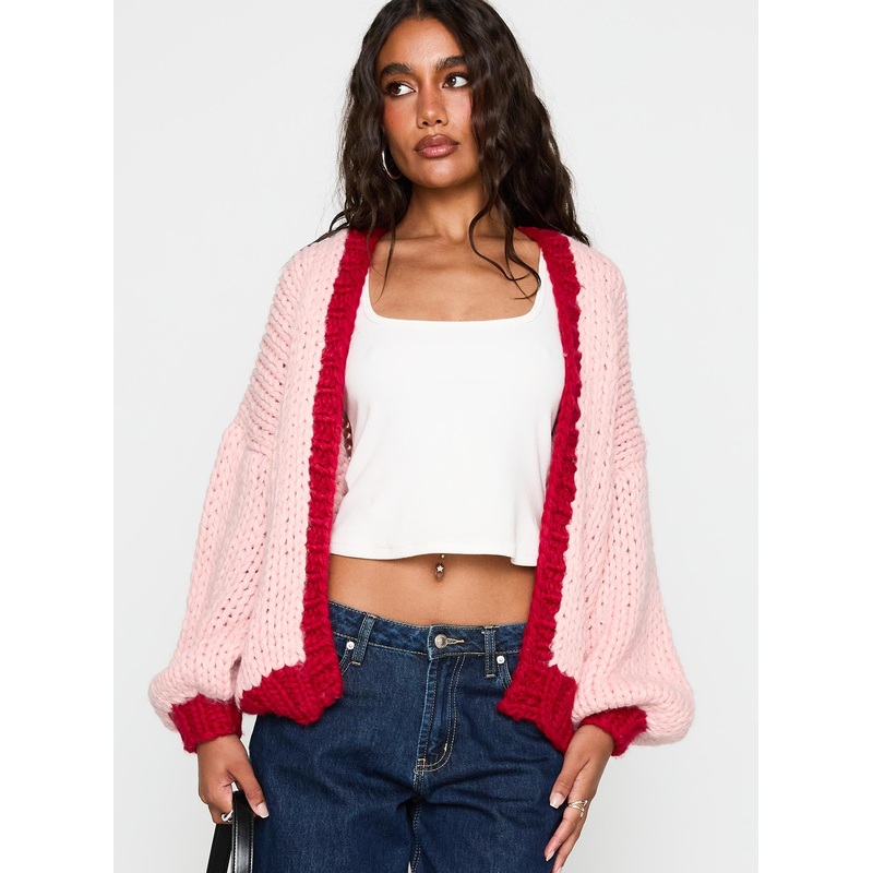 Lester Knit Cardigan Pink / Red