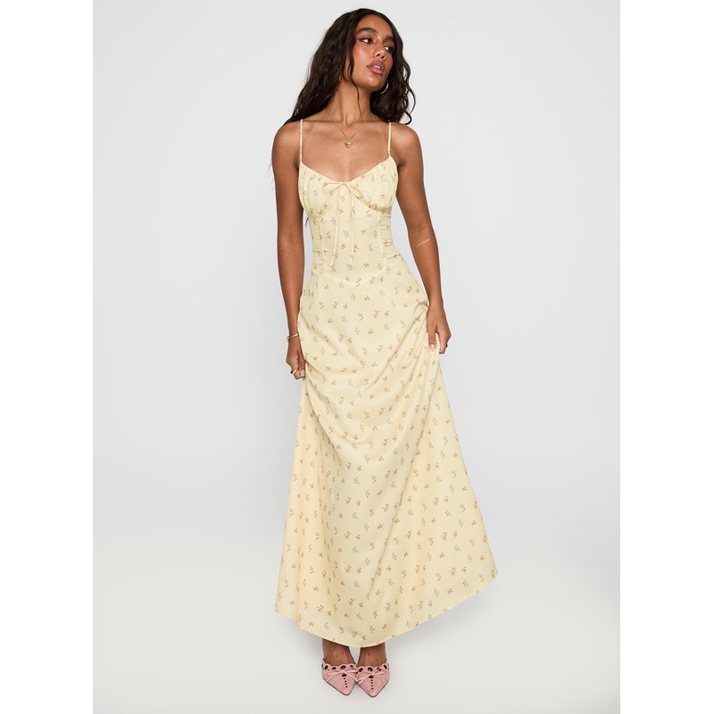 Members Only Maxi Dress Yellow Floral