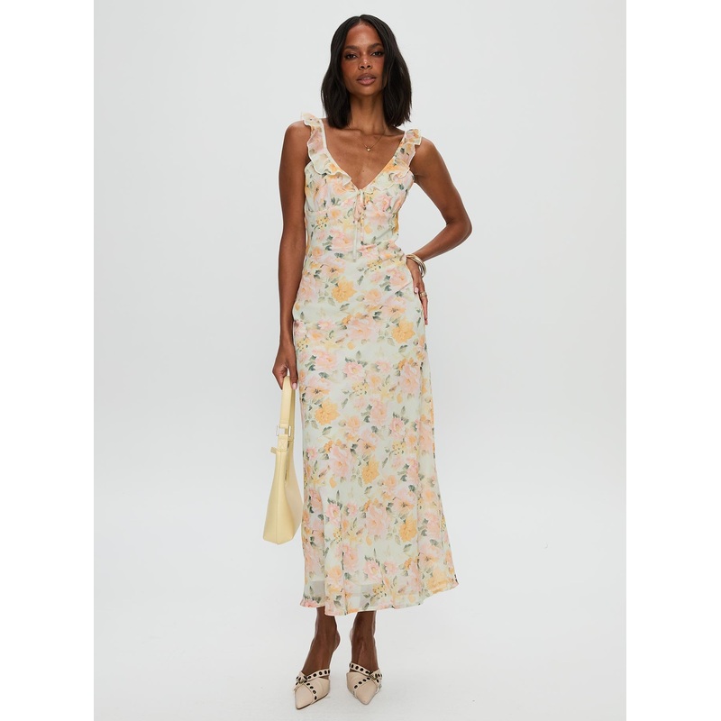 On A Wave Frill Detail Maxi Dress Multi