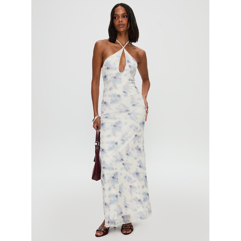 Walk On Water Halter Maxi Dress White