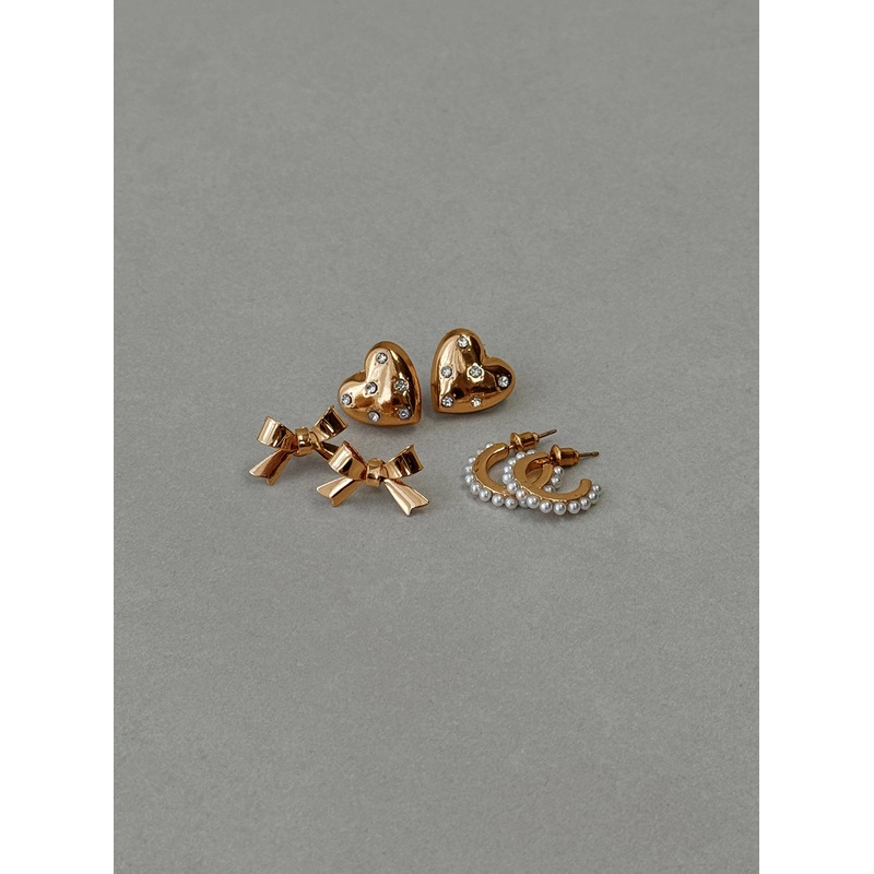 Bows & Hearts Earring Pack Gold