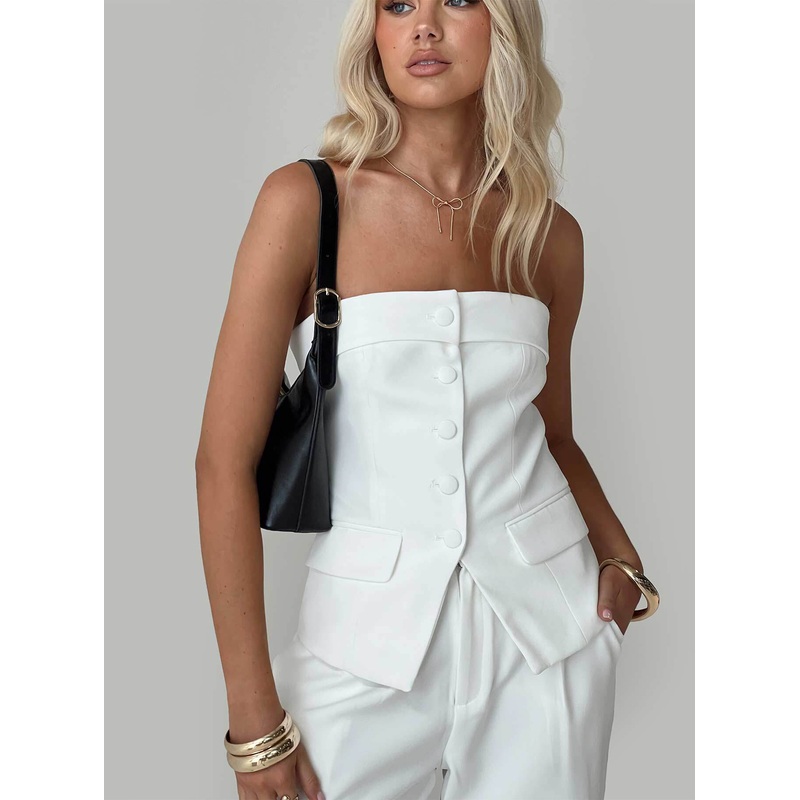 Change It Up Strapless Top White