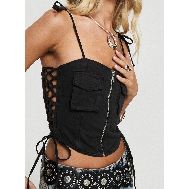 Dalloren Denim Cargo Top Black