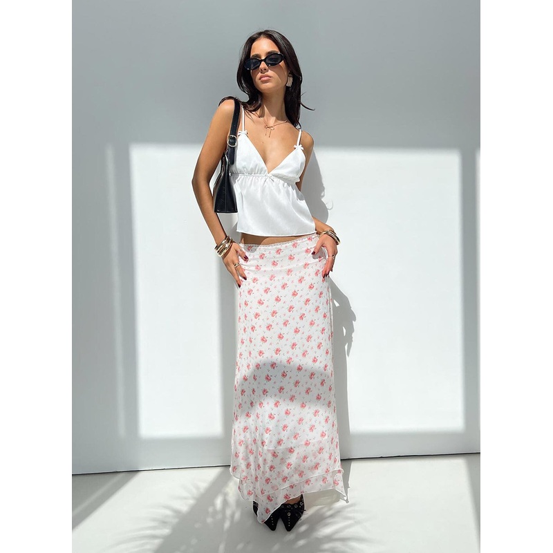 Dancing In A Field Maxi Skirt Pink Floral
