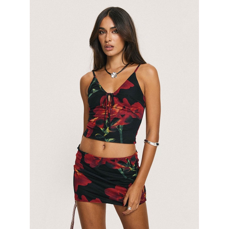 Grapefruit Set Red Floral