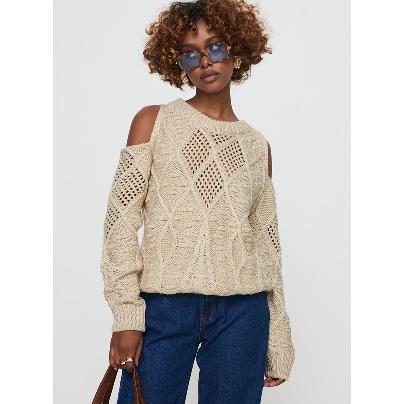 Colser Cable Knit Sweater Beige Beige