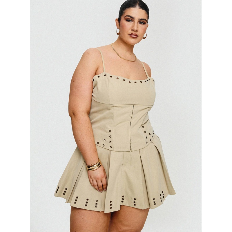 Alinzia Eyelet Skort Beige Curve
