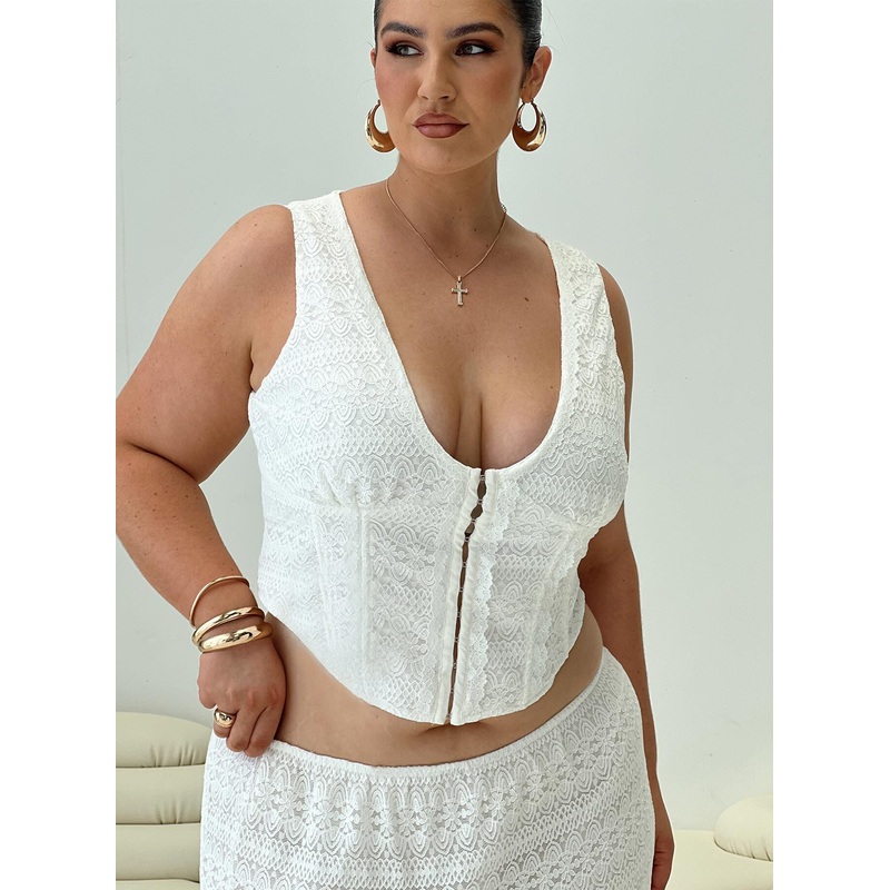 Buttacupe Lace Corset Top White Curve